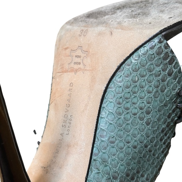 Camilla Skovgaard Python Lace-Up Heels Green EU 36 US 6 in GUC with heel defect - Picture 6 of 11